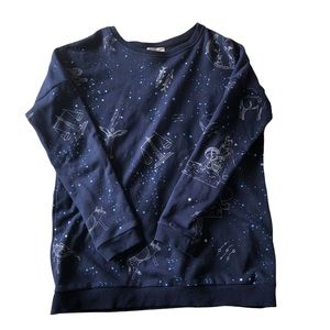 Unique Zodiac Sweatshirt in French Terry Blue with White Accents